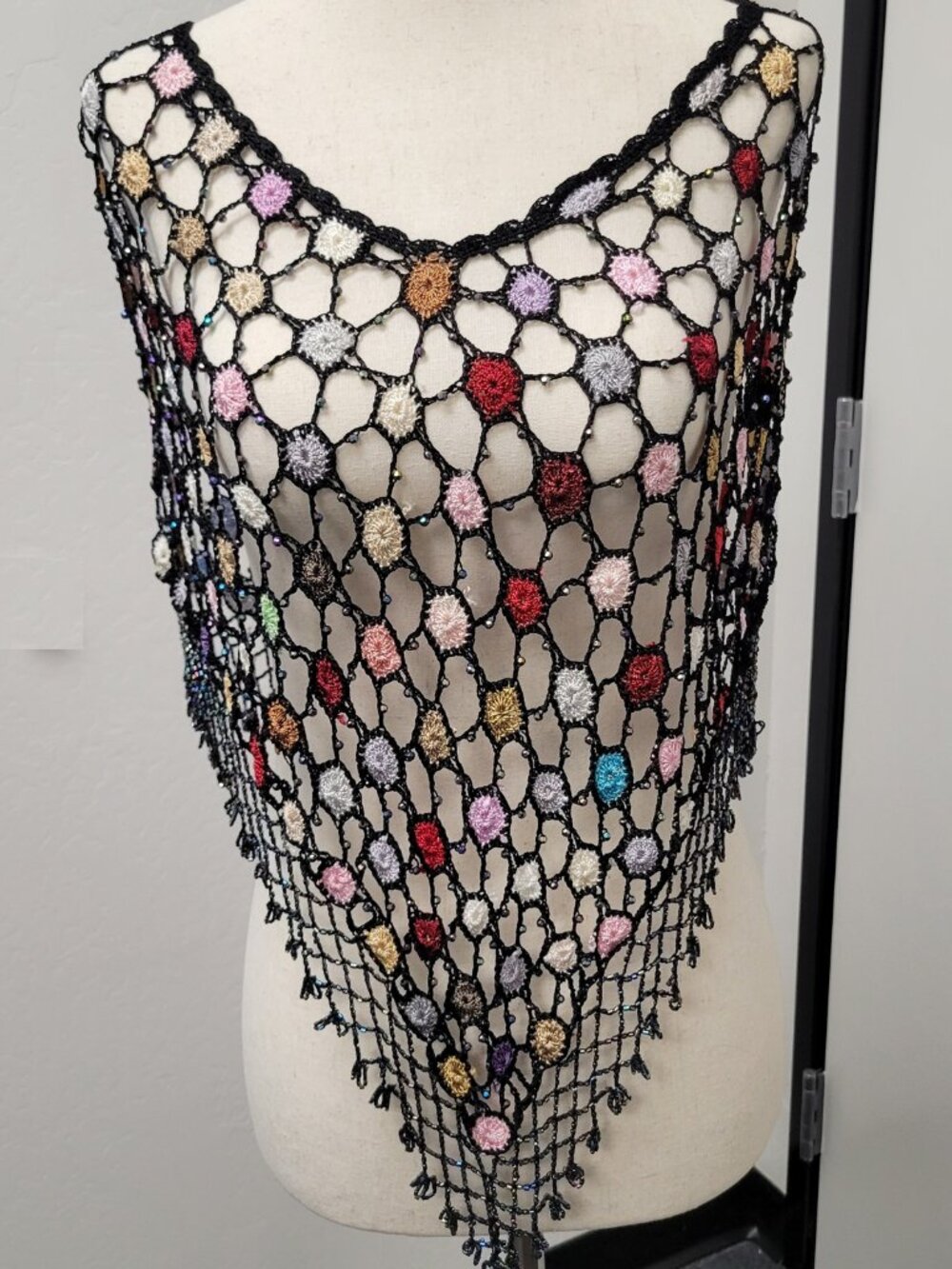 Multicolored Beaded Poncho